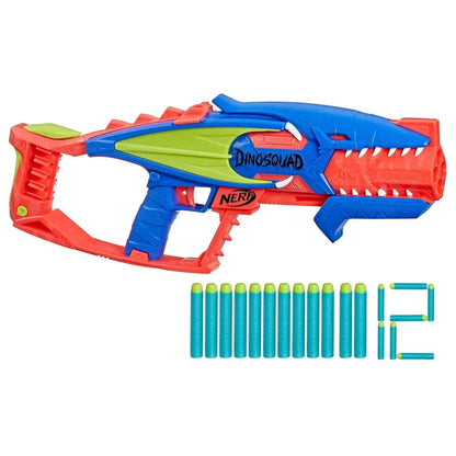 Nerf Dinosquad Terrodak, 4 Dart Blasting, Dart Storage, 12 Nerf Elite Darts, Dinosaur Design, Toy Foam Nerf Blaster for Kids - Jaiman Toys