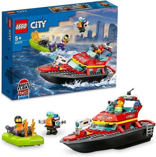 LEGO City 60373 Fire Rescue Boat Toy, Floats on Water, with Jetpack, Dinghy and 3 Minifigures, Everyday Hero Toys for Boys and Girls Aged 5+, Gift Idea