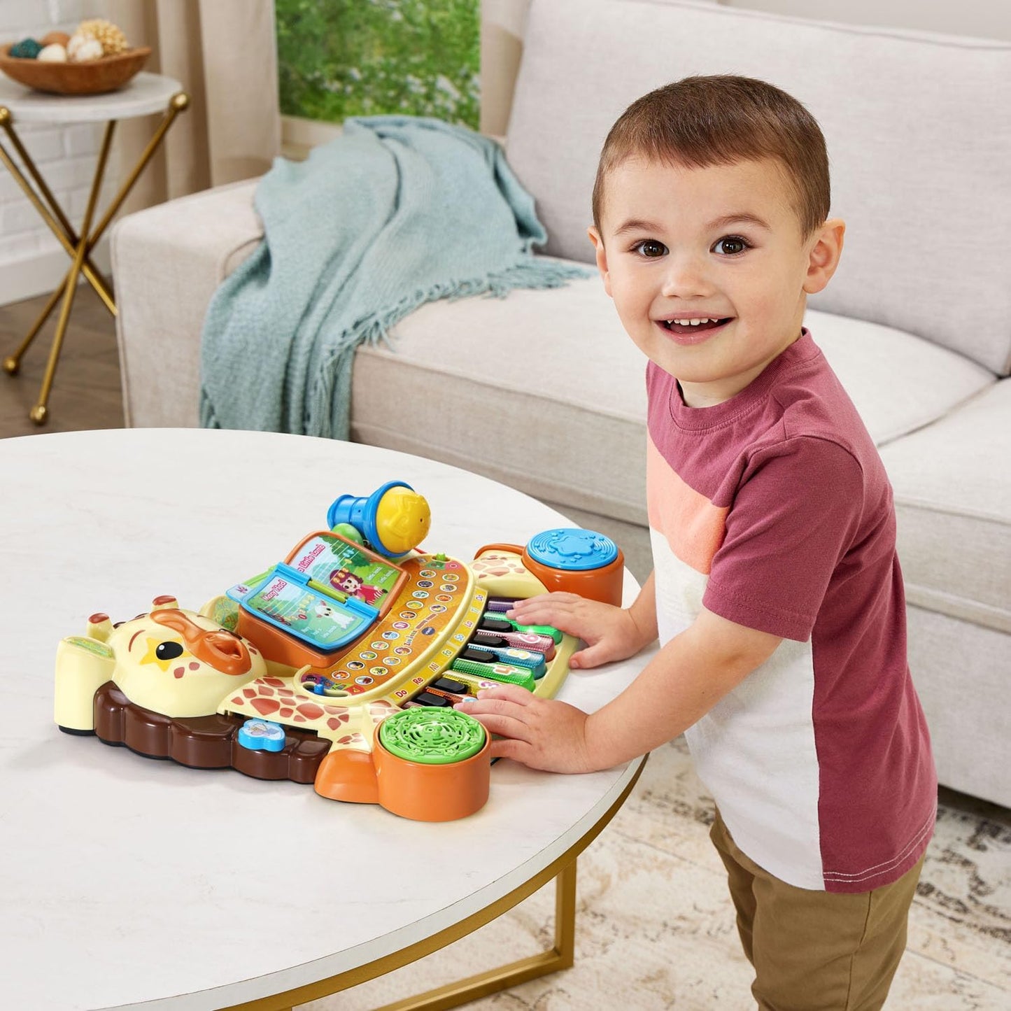 VTech Zoo Jamz Giraffe Piano | Interactive Musical Learning Piano with Light-Up Keys, Microphone, Songs, Animal Sounds & Music Activities for Toddlers