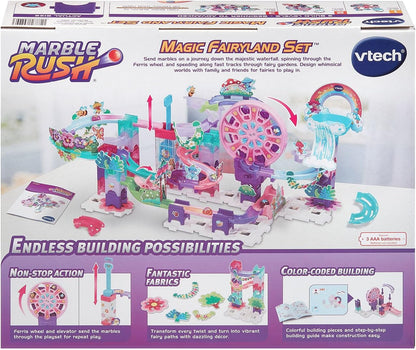 VTech Marble Rush Magic Fairyland Playset with Electronic Ferris Wheel | 96-Piece STEAM Marble Run Building Set | Interactive Construction Toy for Kids 4+ Years