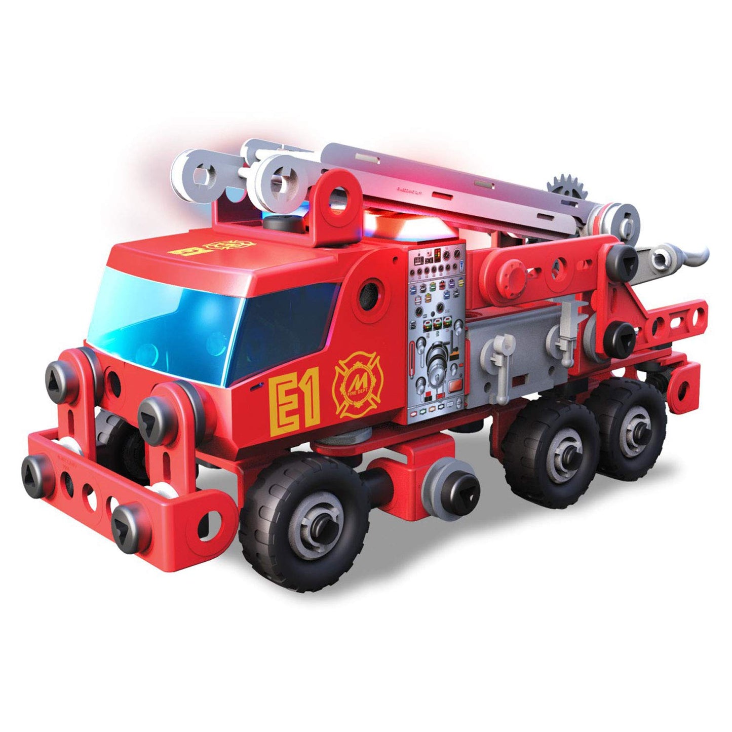 Meccano Junior Rescue Fire Truck Building Set – 163 Pieces STEM Construction Kit with Lights & Sounds (Ages 5+)