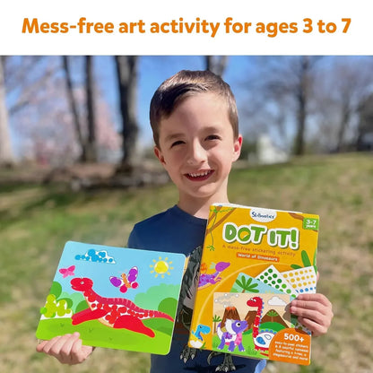 Skillmatics Art Activity - Dot It Dinosaurs, No Mess Sticker Art for Kids, Craft Kits, DIY Activity, Gifts for Boys & Girls Ages 3, 4, 5, 6, 7, Travel Toys for Toddlers, Paper, Multicolor - Jaiman Toys