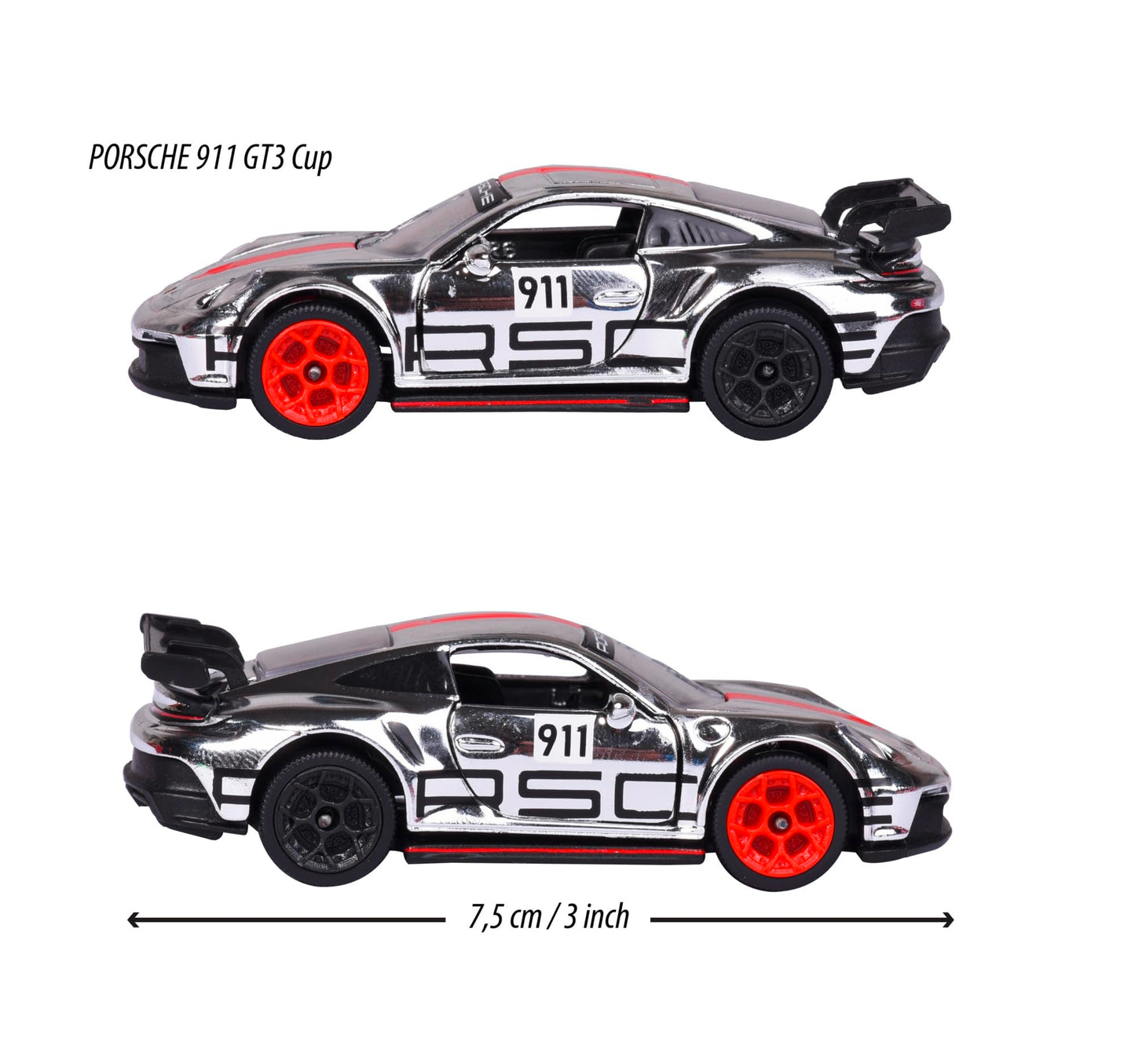 Majorette Porsche 911 GT3 Cup (992) Diecast Car – 1:64 Scale Metal Model with Moving Parts