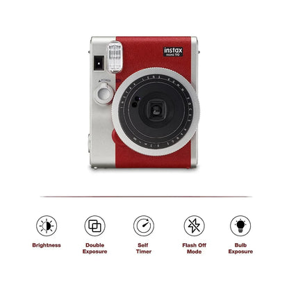 Fujifilm Instax Mini 90 Camera + 20 Shot Films + 1x Instax Photo Storage Box (Red, Instax Mini 90) - Jaiman Toys
