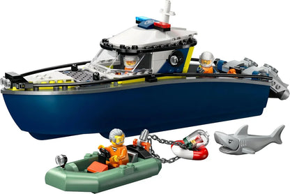 LEGO City - 60456 Police Boat Chase Set - incl. 2 Boat Toys, 3 Minifigures & a Shark Animal Figure - Gift for 6+ Year Old Boys & Girls