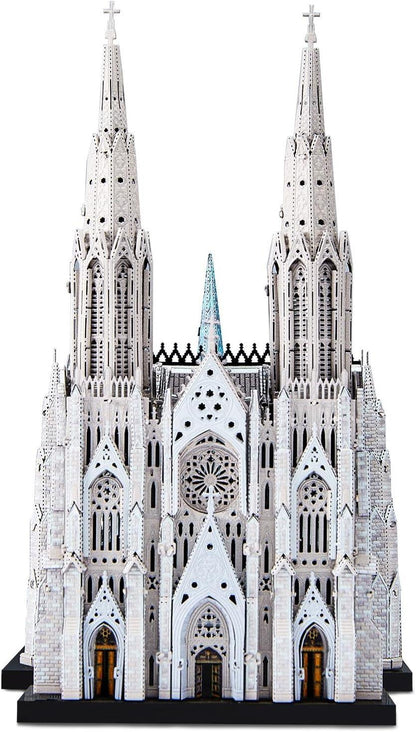 Piececool 3D Metal Puzzle St. Patrick’s Cathedral Architecture Model – 418 Pieces – 6 Metal Sheets – Stainless Steel DIY Model Kit-Age 16+