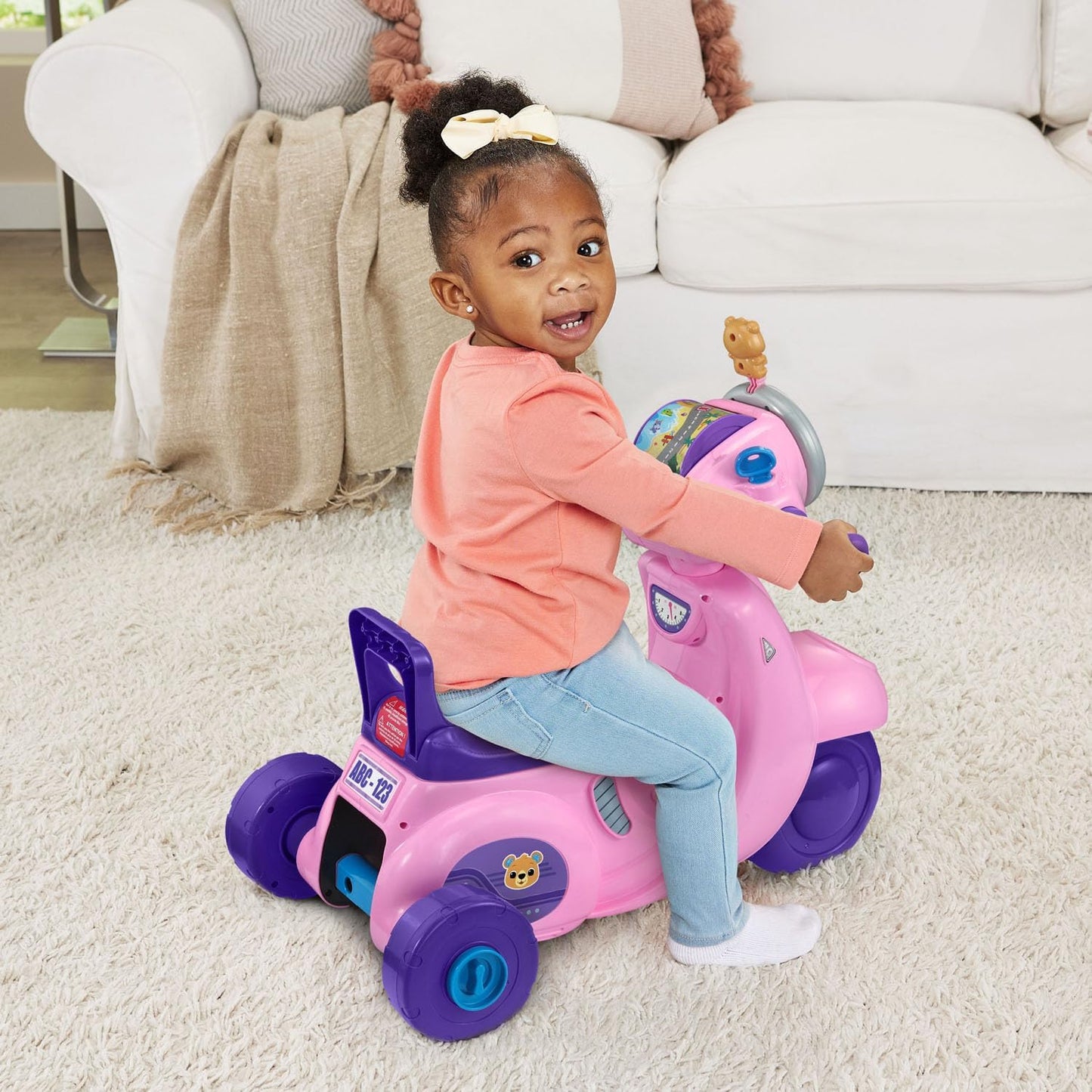 VTech 2-in-1 Map and Go Scooter for Toddlers | Interactive Ride-On & Push Scooter with Lights, Music, Learning Activities & Pretend Navigation | Pink