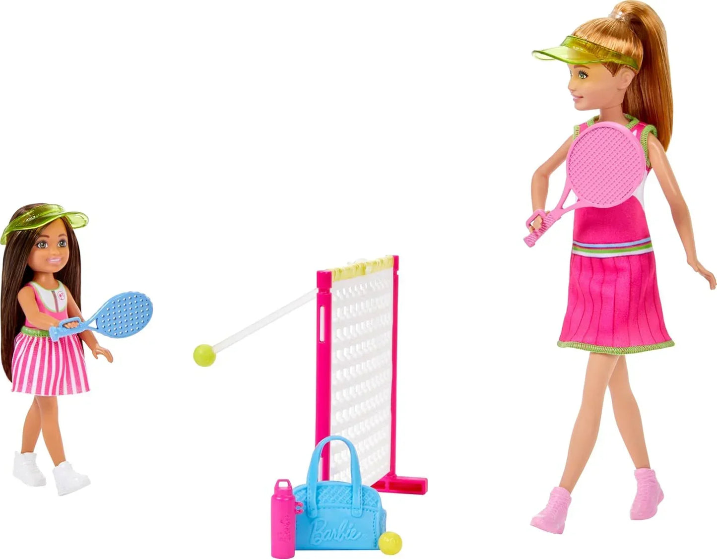 Barbie Stacie & Chelsea Tennis Playset with 2 Dolls & 5+ Accessories Including Net with Swinging Ball Feature & Sports Gear - Jaiman Toys