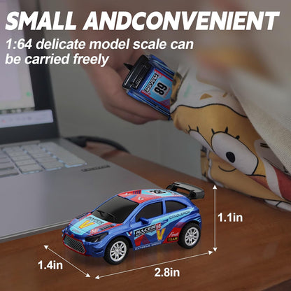 Mini Die-Cast RC Car 1:64 Scale – High-Speed Desktop Remote Control Car with LED Headlights, 2.4GHz Remote & App Control (5 Colors)