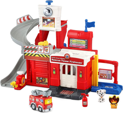 VTech Go! Go! Smart Wheels Rescue Tower Firehouse | Interactive Fire Station Playset with SmartPoint Fire Truck, Lights, Sounds & Rescue Missions for Toddlers