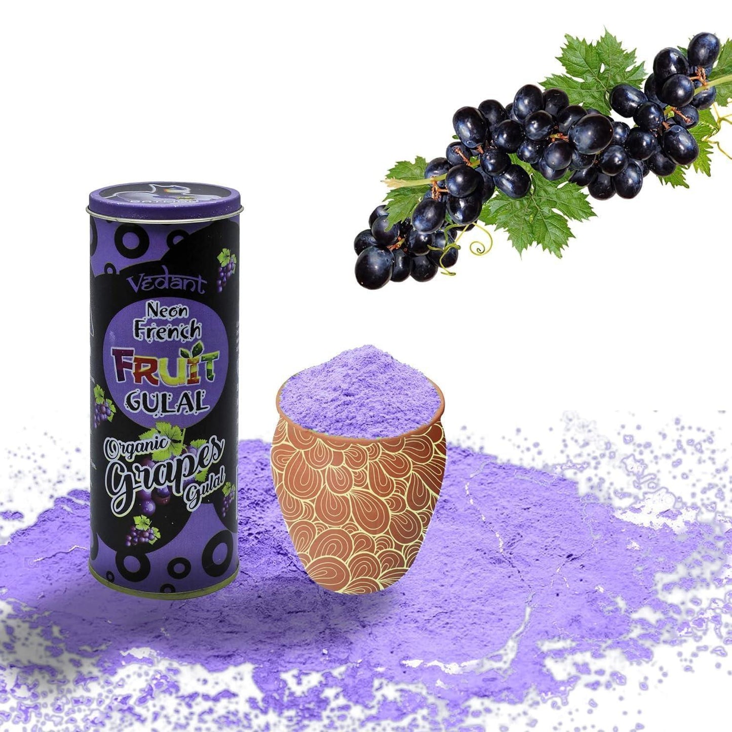 Vedant Neon French Organic Fruit Gulal for Holi – Safe & Skin-Friendly Natural Colors with Fruity Fragrance for Kids & Adults - Jaiman Toys