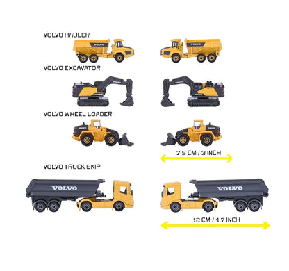 Majorette Volvo Construction Die-Cast Vehicle Set (5 Vehicles) | Official Volvo Machines | Metal Body | 1:64 Scale | 3+ Years