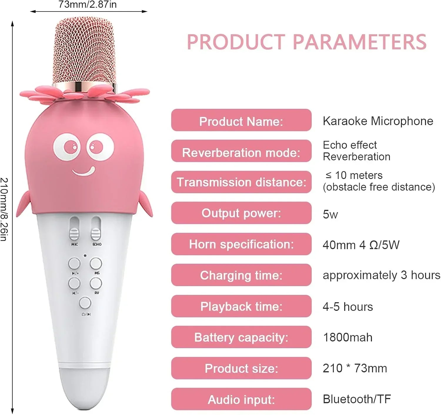 Wireless Bluetooth Karaoke Microphone, Portable 4D Stereo Mircophone with LED 7 Colorful Light, Intelligent Sound Repair Mic Speaker (Pink) - Jaiman Toys