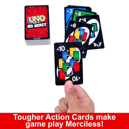 Mattel Games UNO Show ‘em No Mercy Card Game for Kids, Adults & Family Parties and Travel with Extra Cards, Special Rules and Tougher Penalties. - Jaiman Toys