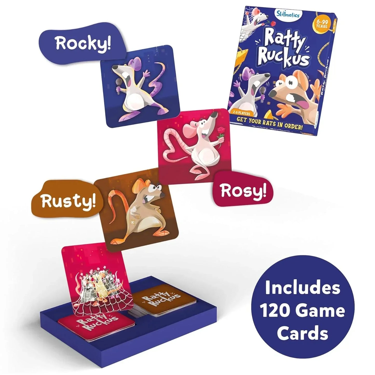 Skillmatics Card Game - Ratty Ruckus, Fun for Family Game Night, Perfect for Board Game Lovers, Gifts for Girls, Boys, Teens, Adults Ages 6, 7, 8, 9 and Up, Tic-Tac-Toe with a Twist - Jaiman Toys