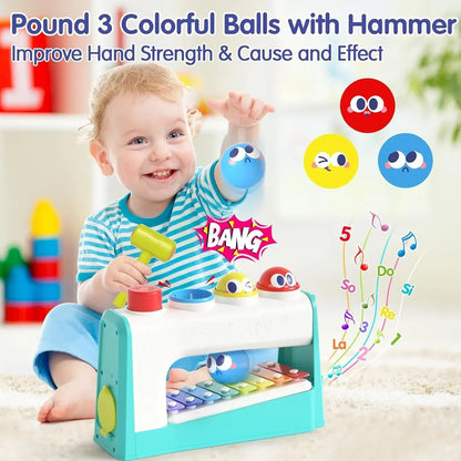 "HOLA Xylophone &amp; Pounding Toy Set: Interactive Musical Fun with Balls &amp; Hammer – Perfect 1st Birthday Gift for Boys &amp; Girls Aged 12 Months+" - Jaiman Toys
