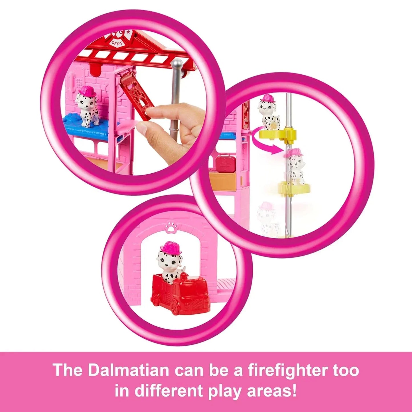 Barbie Careers Firefighter Doll & Playset with Fire Station & Tree, 2 Pets, Color-Change & 10+ Accessories Including Fire Extinguisher Squirt Toy - Jaiman Toys