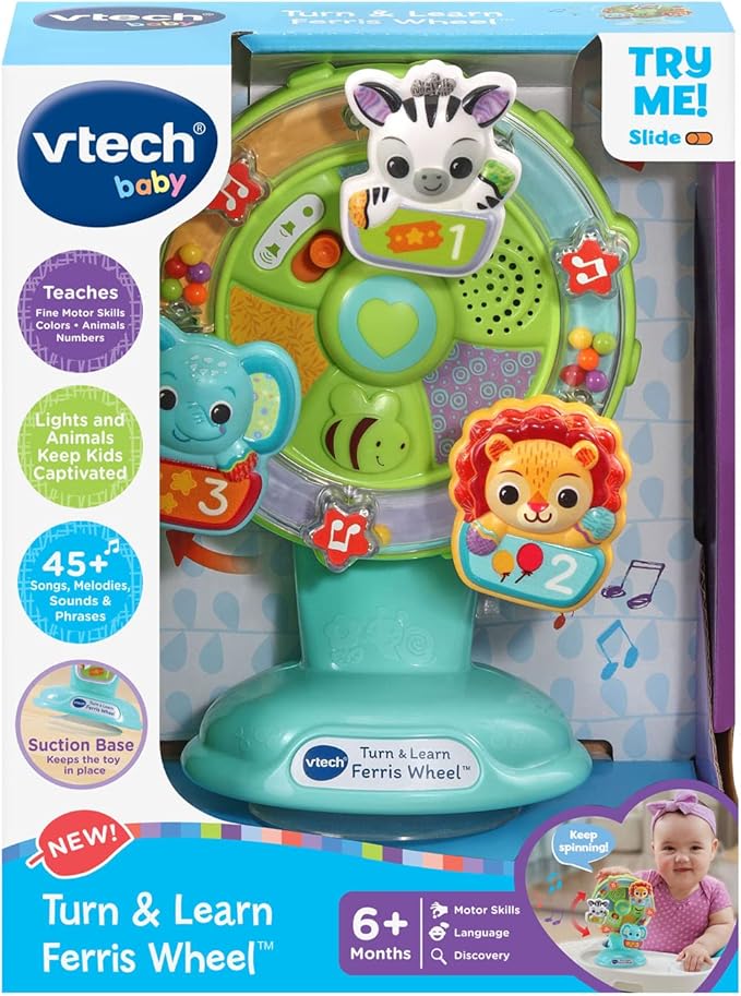 VTech Turn & Learn Ferris Wheel Interactive Learning Toy with Lights, Sounds, Music & Animal Friends | Educational Activity Toy for Babies