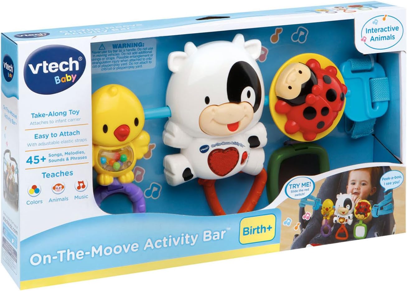 VTech Baby On-The-Moove Activity Bar with Lights, Sounds, Music & Sensory Toys | Stroller, Car Seat & Pushchair Activity Toy