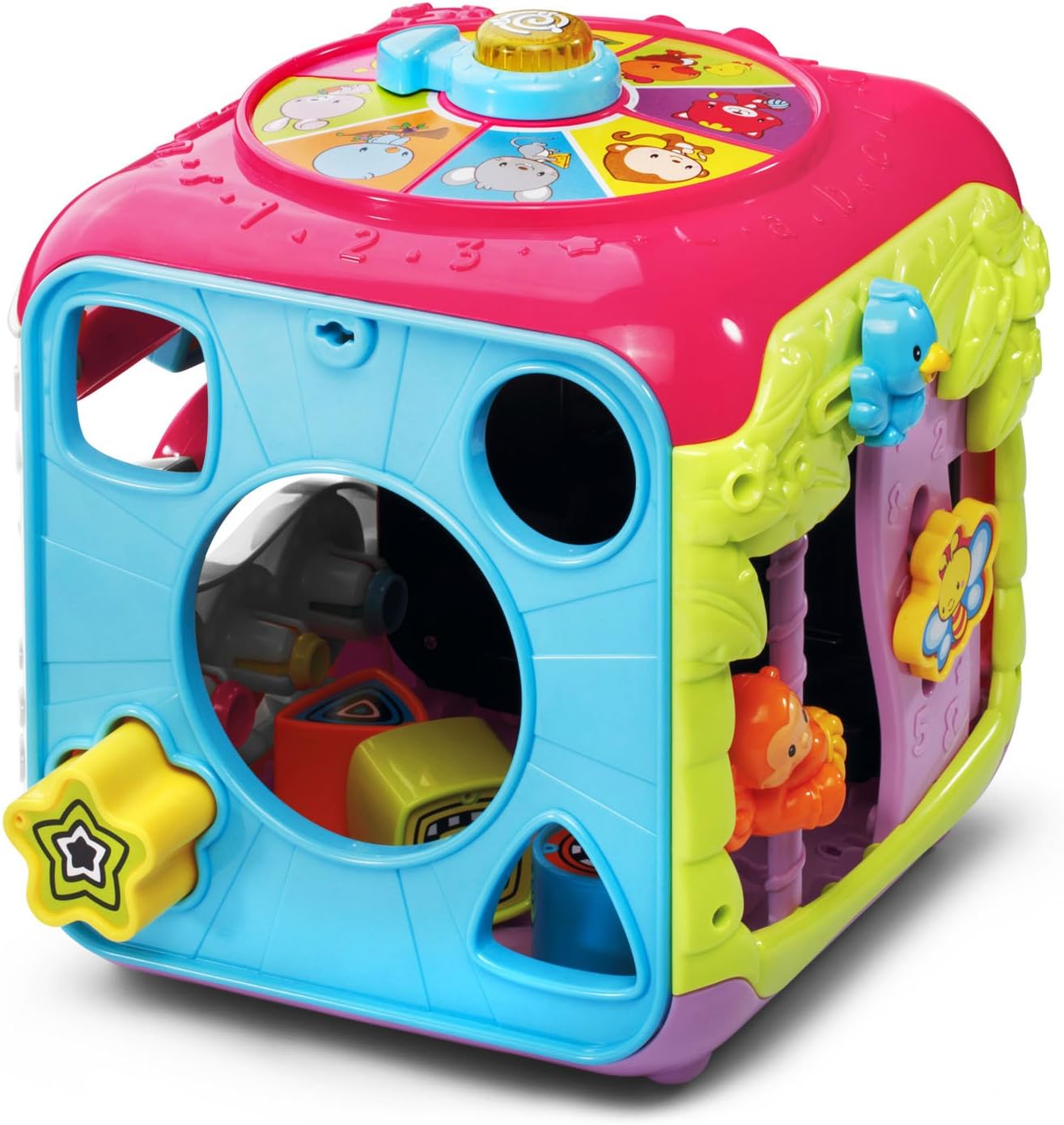 VTech Sort & Discover Activity Cube Interactive Learning Toy with Shape Sorter, Lights, Sounds & Music | Pink