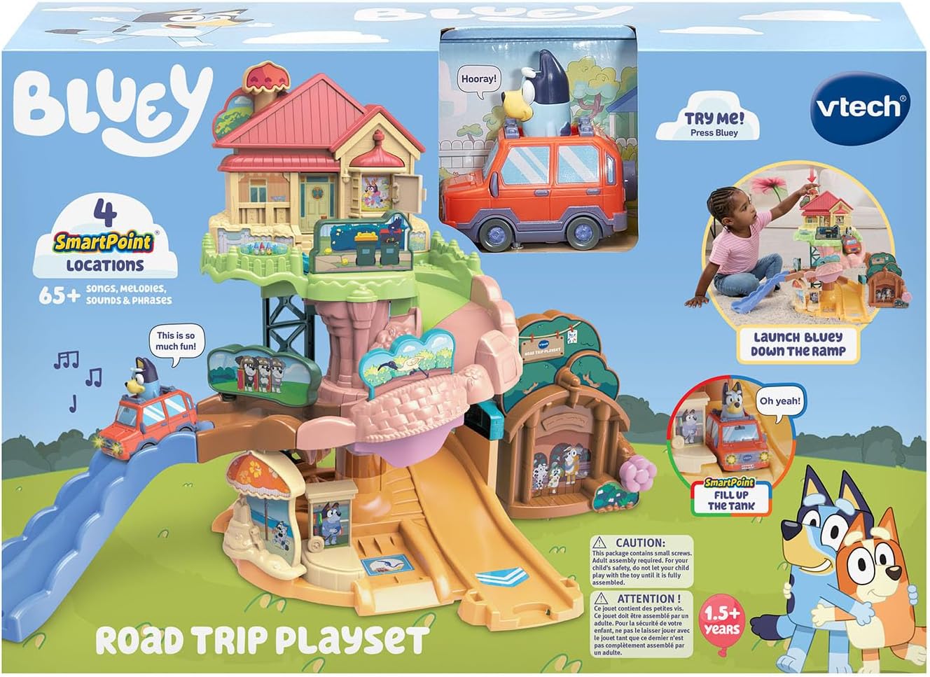 VTech Bluey Road Trip Vehicle Playset | Interactive Bluey Adventure Playset with Vehicle, Lights, Sounds & Multi-Level Family Play for Kids