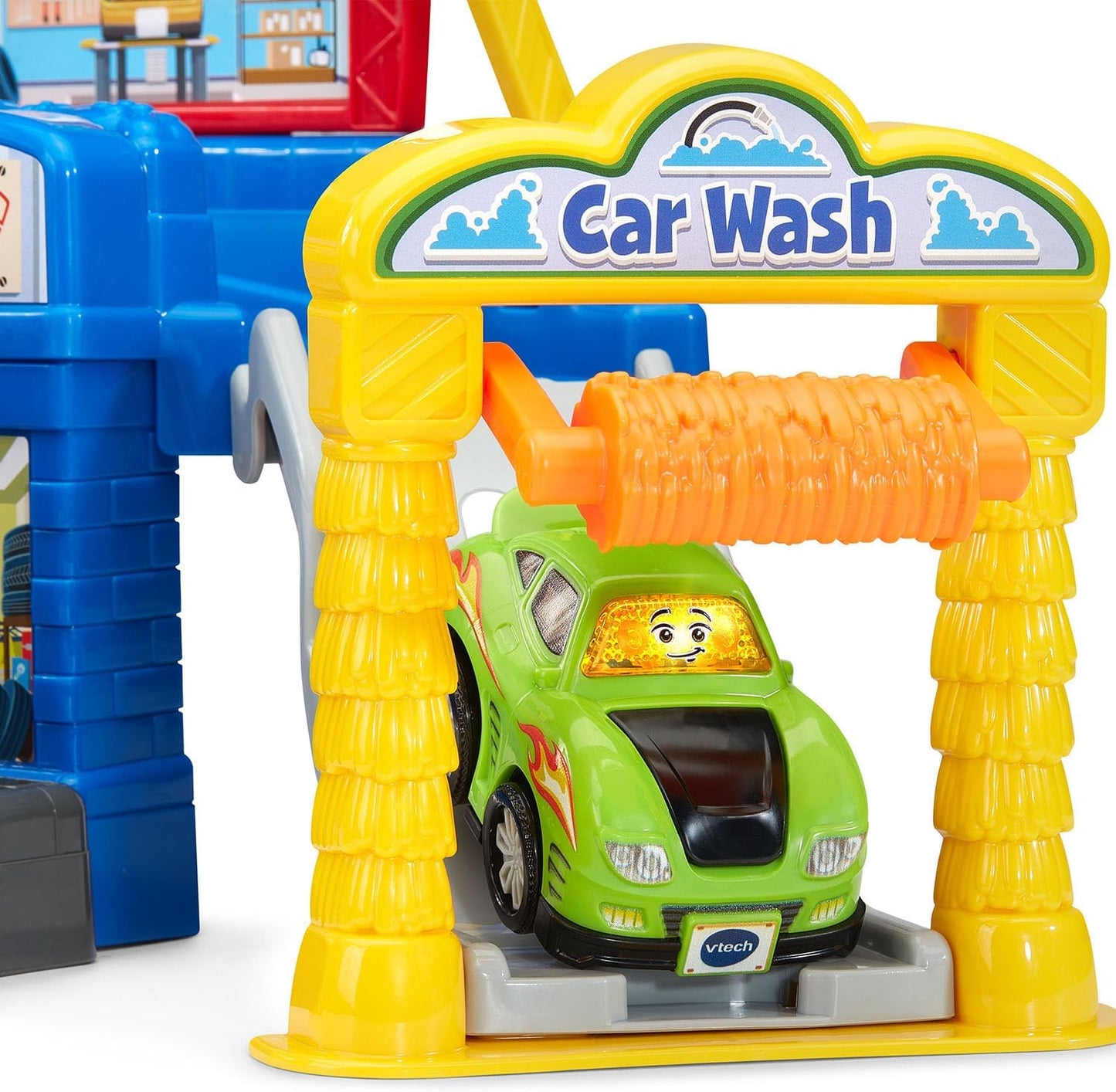 VTech Go! Go! Smart Wheels Speedy Repair Shop | Interactive Vehicle Garage Playset with SmartPoint Car, Car Wash & Repair Station for Toddlers