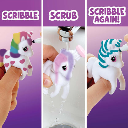 Crayola Scribble Scrubbie Carnival Party, 4 Washable Pets, 5 Markers & 1 Scrub Brush, Non-Toxic, Gift for Kids