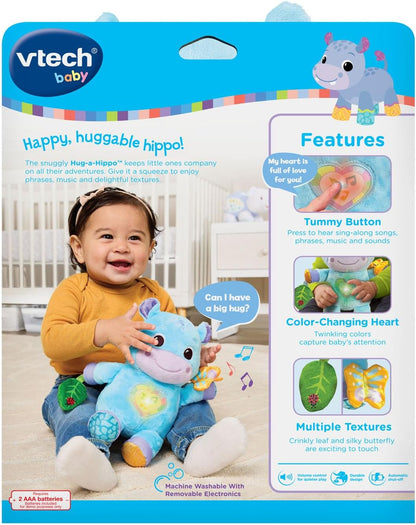 VTech Baby Hug-a-Hippo Musical Plush Learning Toy with Lights, Sounds & Sensory Activities | Blue