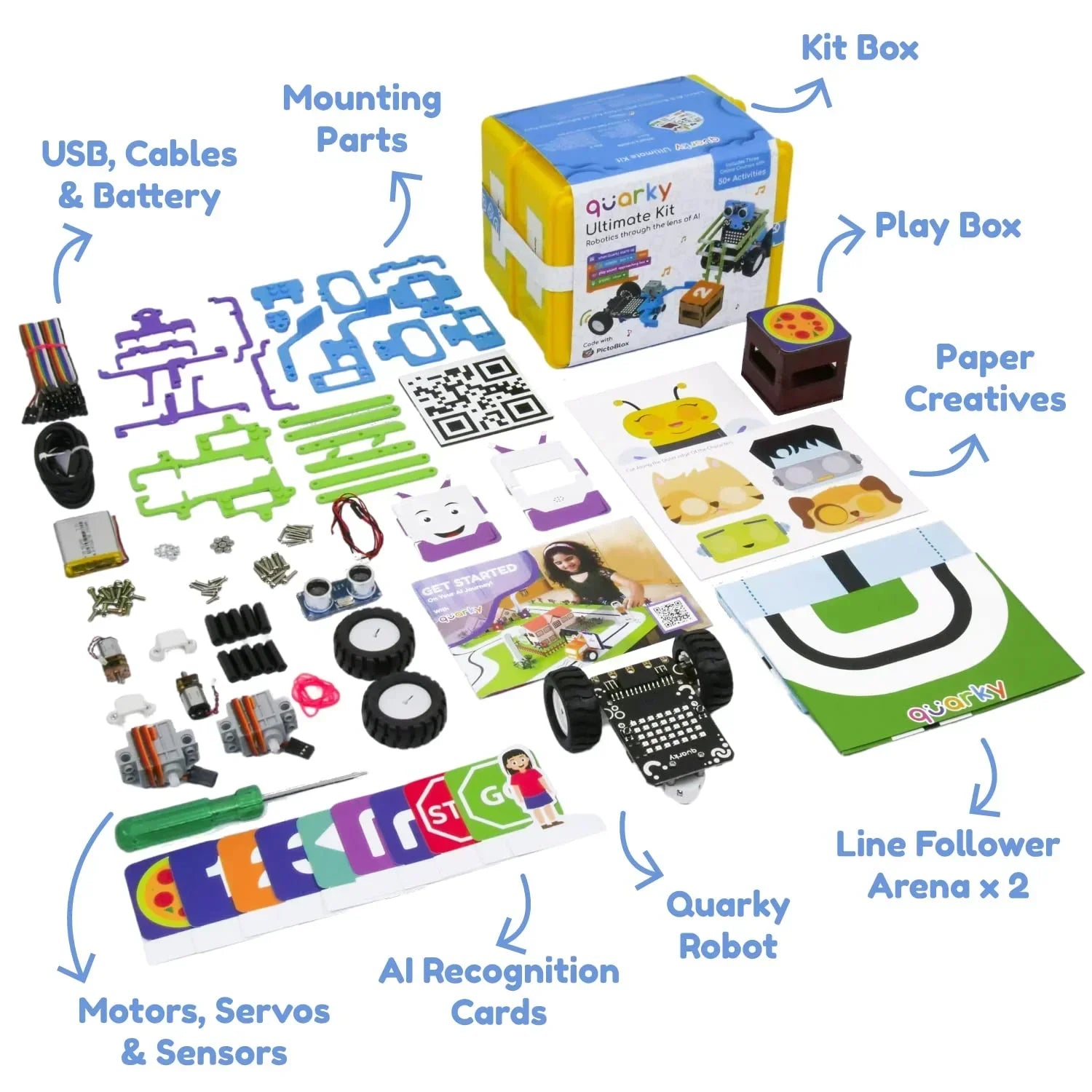 STEMpedia Quarky Ultimate Kit – Advanced AI & Robotics Toy Kit for Kids 7+ | 50+ AI & ML Projects with Mechanical Construction & Online Courses - Jaiman Toys