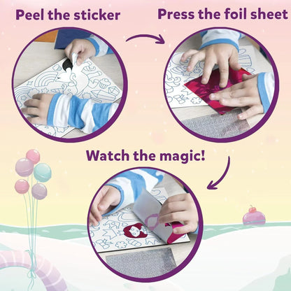 Skillmatics Art & Craft Activity - Foil Fun Unicorns & Princesses, No Mess Art for Kids, Craft Kits & Supplies, DIY Creative Activity, Gifts for Girls & Boys Ages 4, 5, 6, 7, 8, 9, Travel Toys - Jaiman Toys
