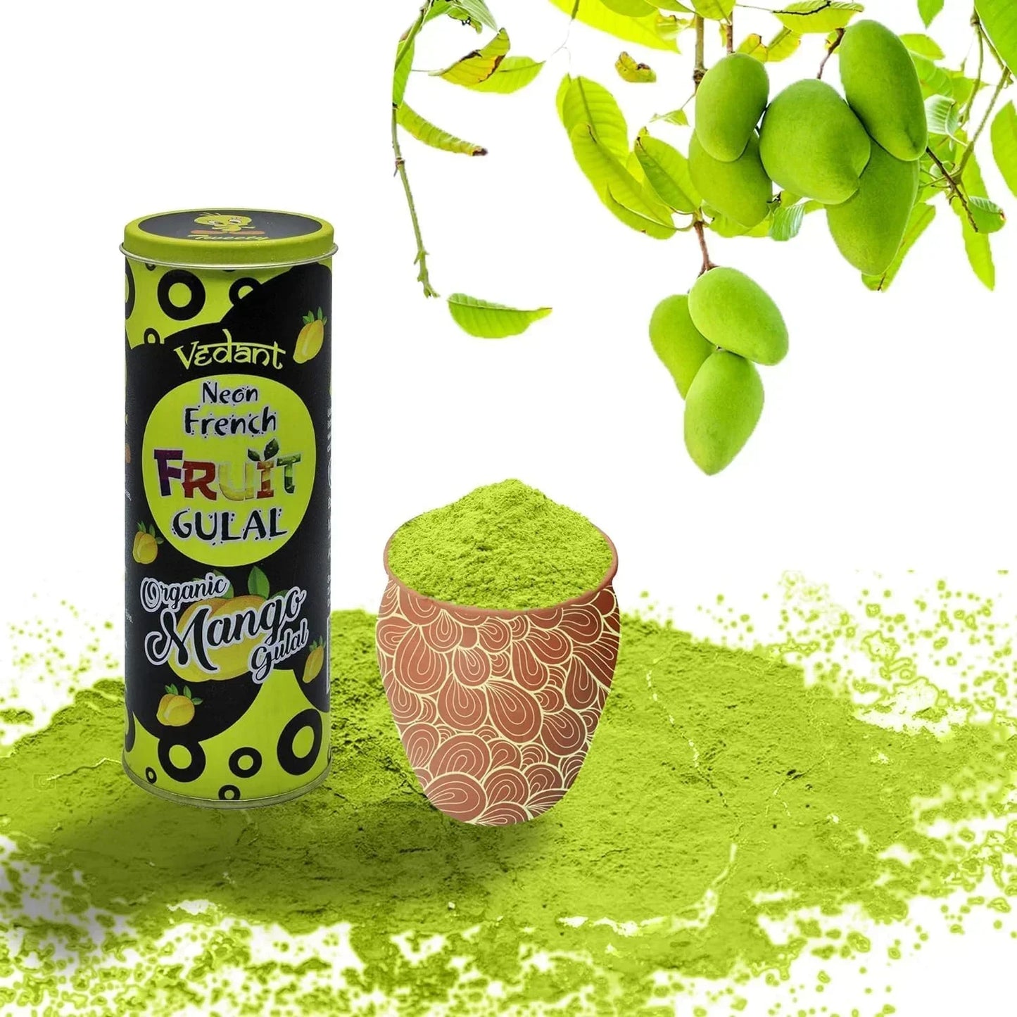 Vedant Neon French Organic Fruit Gulal for Holi – Safe & Skin-Friendly Natural Colors with Fruity Fragrance for Kids & Adults - Jaiman Toys