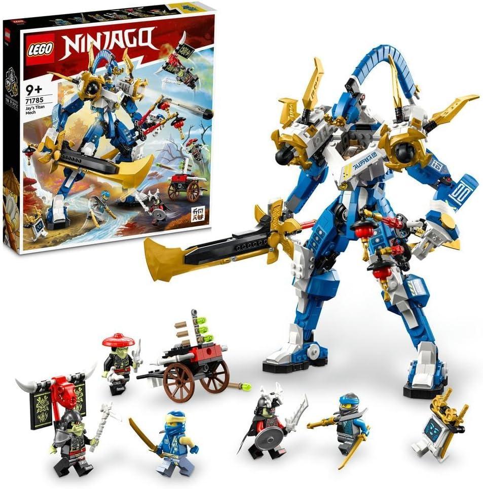 LEGO NINJAGO 71785 Jay’s Titan Mech, Large Action Figure Set, Battle Toy for Kids, Boys and Girls with 5 Minifigures & Stud-Shooting Crossbow