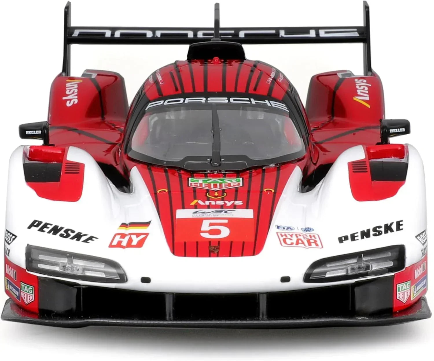 Bburago Metal Die-Cast - 1/24 Scale Model Compatible With Porsche Lmh 963 9Rd 4.6L Turbo V8 2023 Sports - Racing Car Model Red - Jaiman Toys
