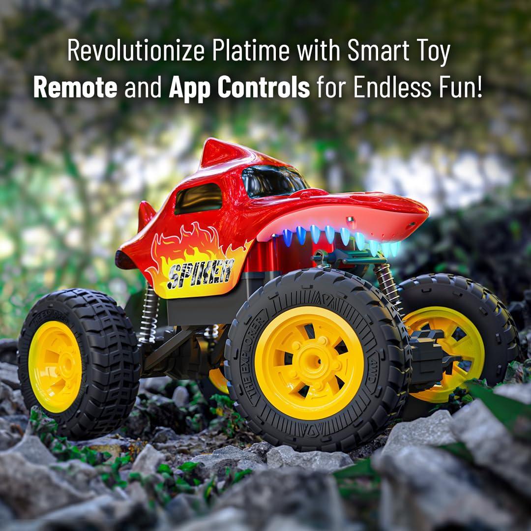 Mirana Spiker 2WD RC Car – High-Speed Offroad Crawler with App Control, Bluetooth Speakers & RGB Lights | USB Rechargeable Monster Truck for Kids 3+ (Red) - Jaiman Toys
