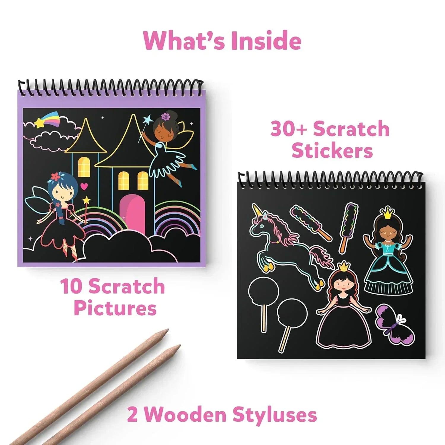 Skillmatics Paper Magical Scratch Art Book - Unicorns & Princesses, Craft Kits, Diy Activity & Stickers, Gifts For Girls & Boys Ages 3, 4, 5, 6, 7, 8, Multicolour - Jaiman Toys