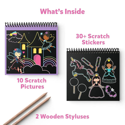 Skillmatics Paper Magical Scratch Art Book - Unicorns & Princesses, Craft Kits, Diy Activity & Stickers, Gifts For Girls & Boys Ages 3, 4, 5, 6, 7, 8, Multicolour - Jaiman Toys