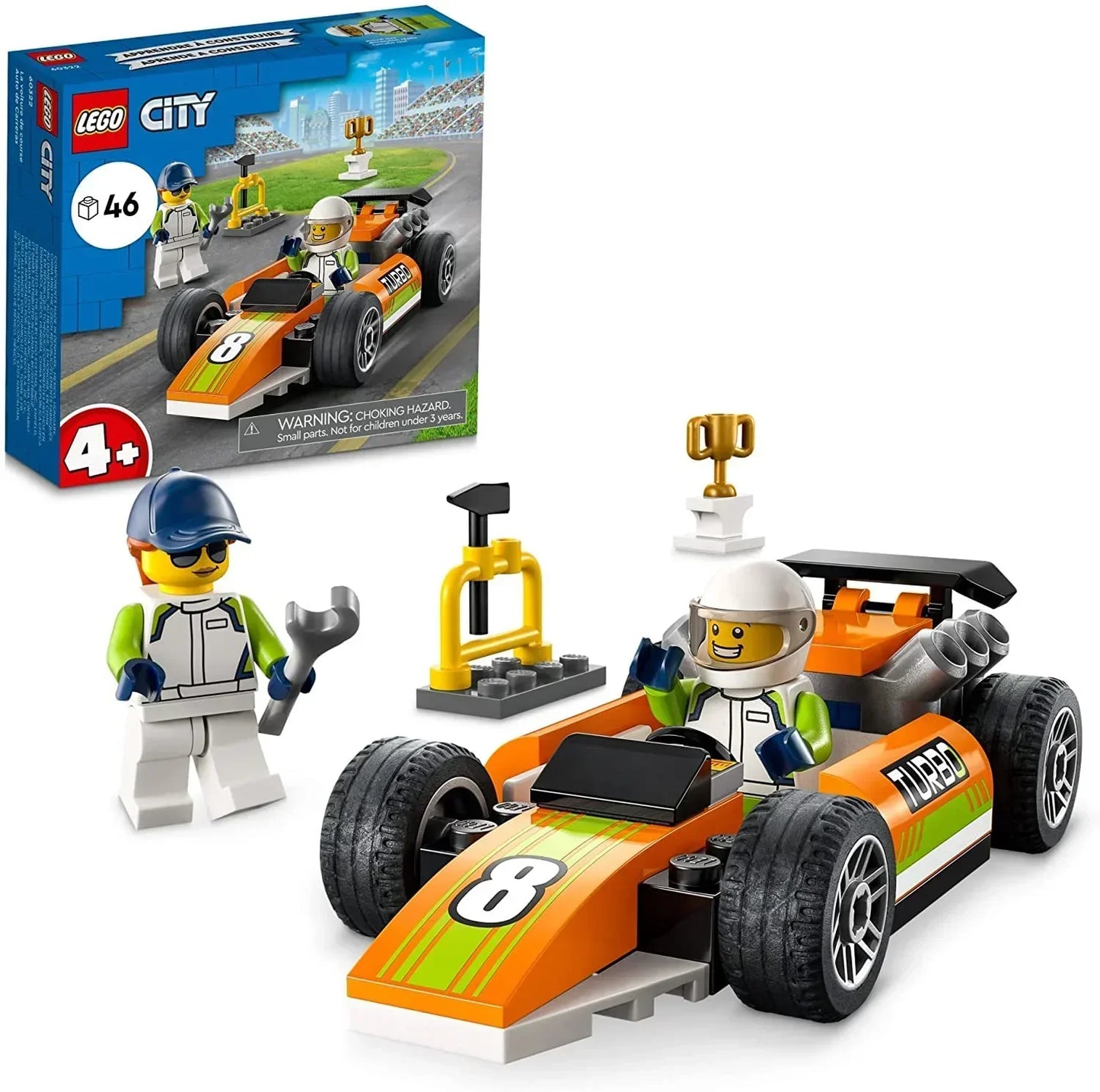 Lego City Race Car 60322 Building Kit; Fun Toy Designed for Kids Aged 4 and up (46 Pieces) - Jaiman Toys