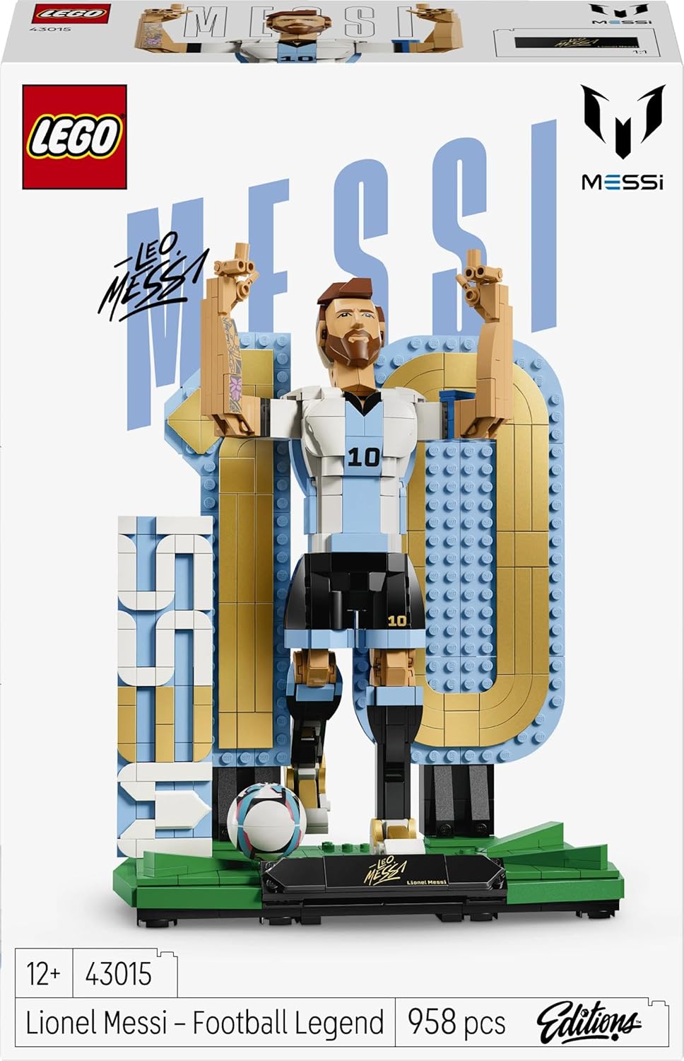 LEGO 43015 Editions Lionel Messi – Soccer Legend Building Set | Football Collectible Display Model for Kids & Fans