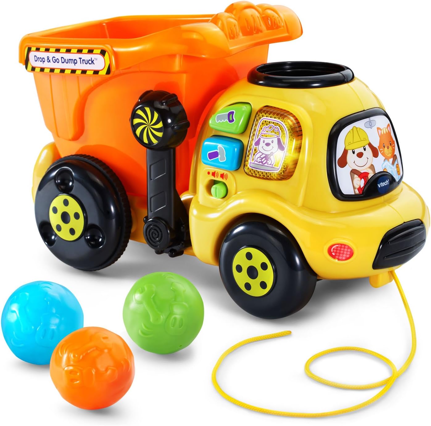VTech Drop and Go Dump Truck | Interactive Learning Construction Truck with Lights, Sounds & Music | Orange
