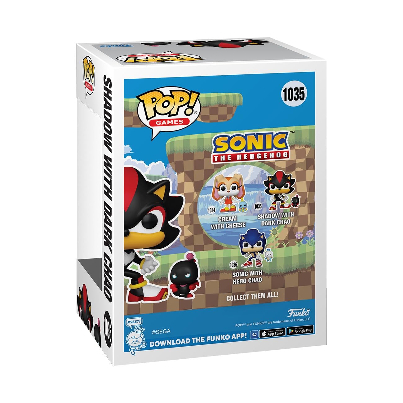 Funko Pop! Games Sonic The Hedgehog Shadow with Dark Chao #1035 Vinyl Figure Collectible Toy Box Pack