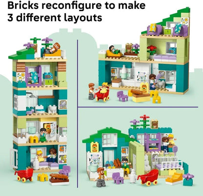LEGO DUPLO 10470 - 3 in 1 Modern Family House with Figures - Educational Motor Skills Toy for Toddlers - Interactive Montessori Set w/Doll's House Accessories - Gift for 2+ Year Old Girls & Boys