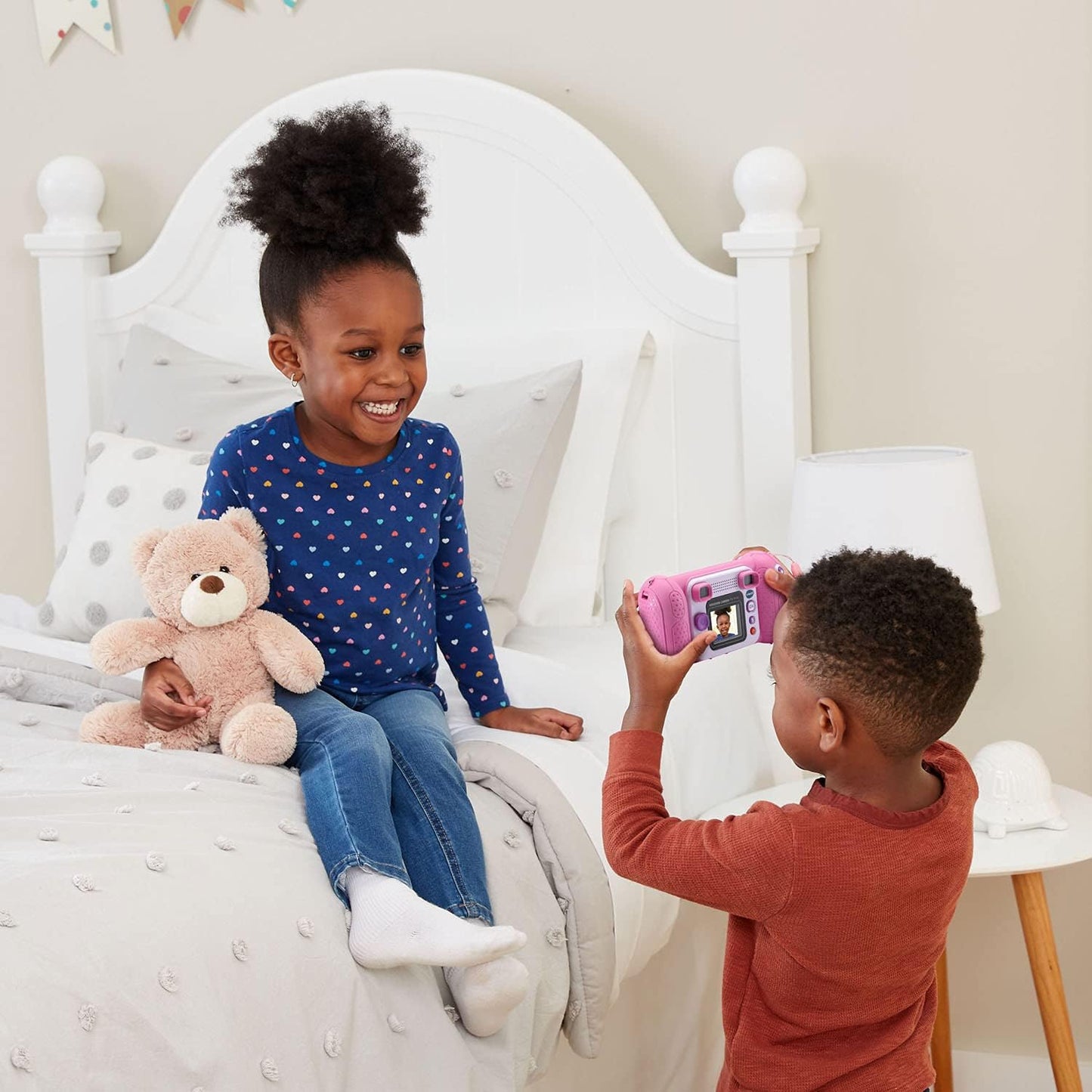 VTech KidiZoom Camera Pix Plus, Pink | Kids Digital Camera with 4X Digital Zoom, Selfie Mode, HD Photos & Videos, Voice Recorder, Games & Expandable Memory