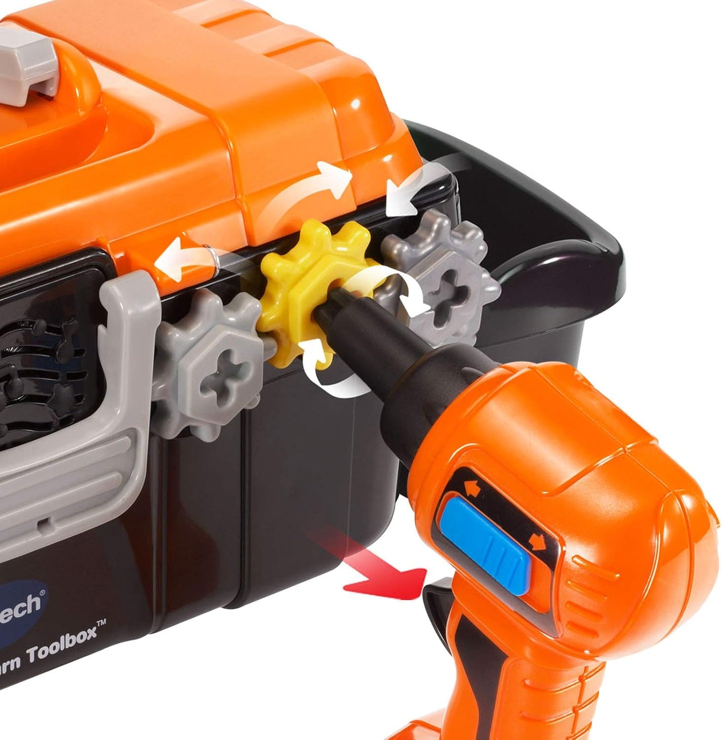VTech Drill and Learn Toolbox | Interactive Electronic Tool Set with Toy Drill, Lights, Sounds & STEM Learning Activities | Orange