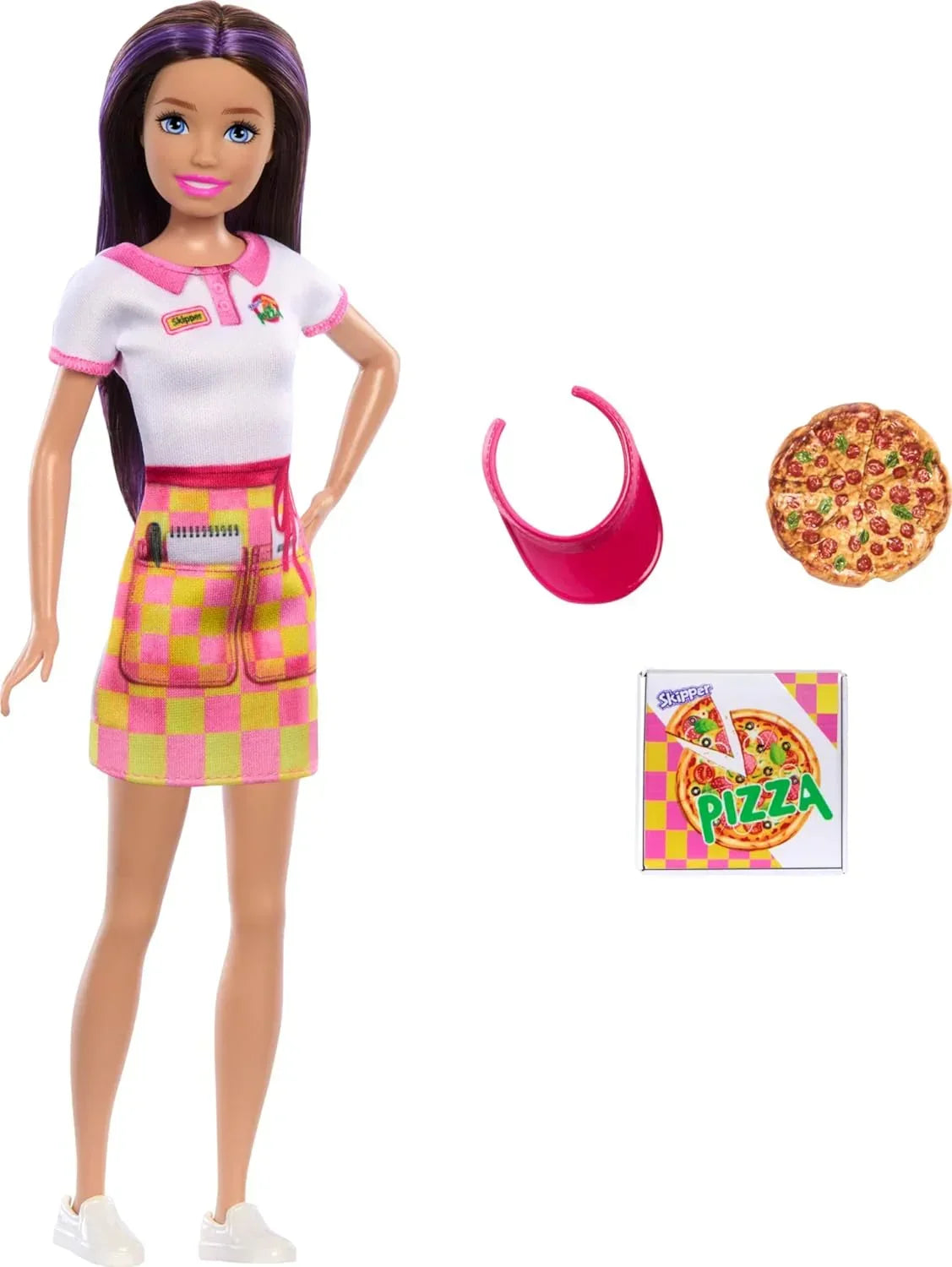 Barbie Skipper Doll with Accessories, Pizzeria Waitress Doll with Pizza & Takeout Box, Brown Eyes & Blue Eyes Doll - Jaiman Toys