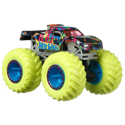 Hot Wheels Monster Trucks Podium Crasher Glow in the Dark – Neon Monster Truck Toy