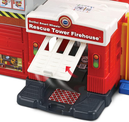 VTech Go! Go! Smart Wheels Rescue Tower Firehouse | Interactive Fire Station Playset with SmartPoint Fire Truck, Lights, Sounds & Rescue Missions for Toddlers