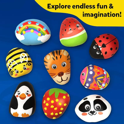 Skillmatics Rock Painting Kit - Mess-Free Art & Craft Activity For Girls & Boys, Craft Kits & Supplies, Diy Creative Activity, Gifts For Kids Ages 4, 5, 6, 7, 8, 9, 10, 11, 12, Multicolor - Jaiman Toys