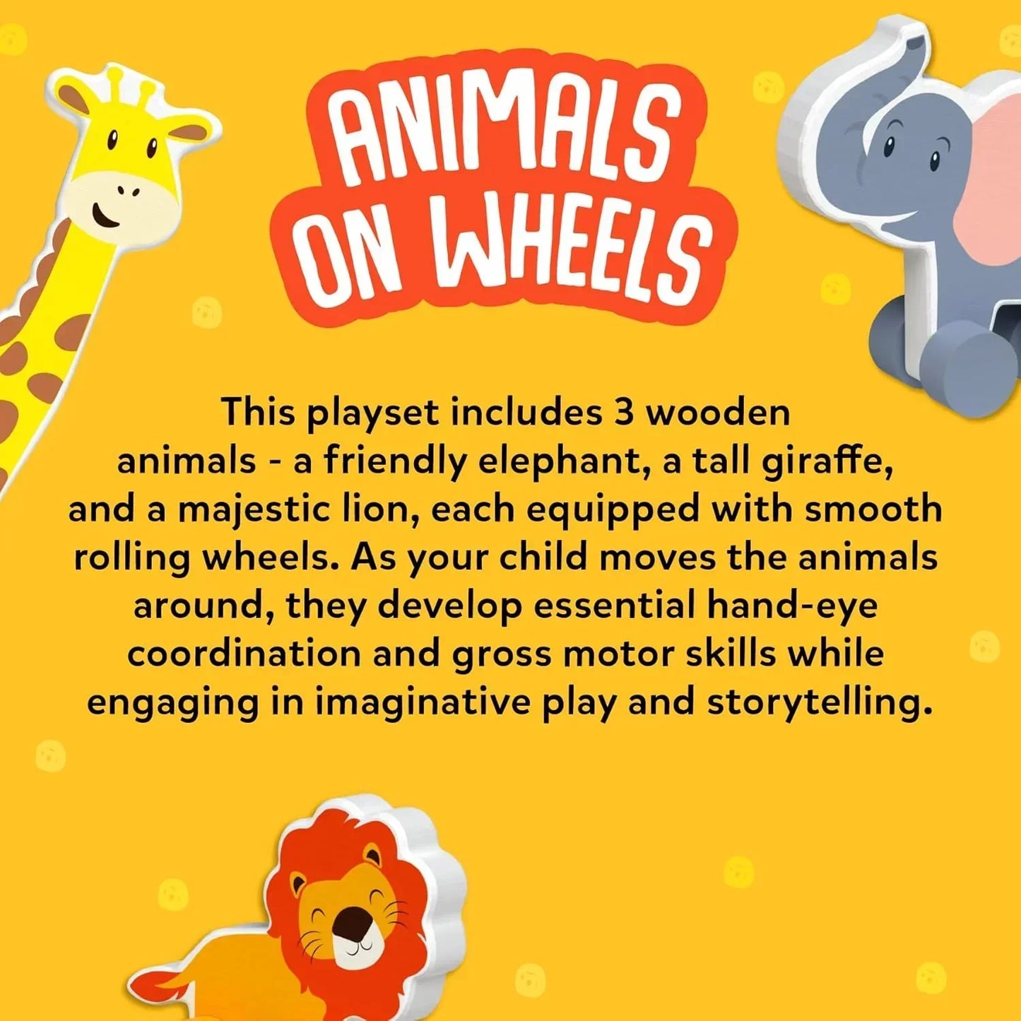 Skillmatics Wooden Animal Toys on Wheels, Imaginative Play for Toddlers, Educational Gifts for Infants 9 Months to 3 Years - Jaiman Toys