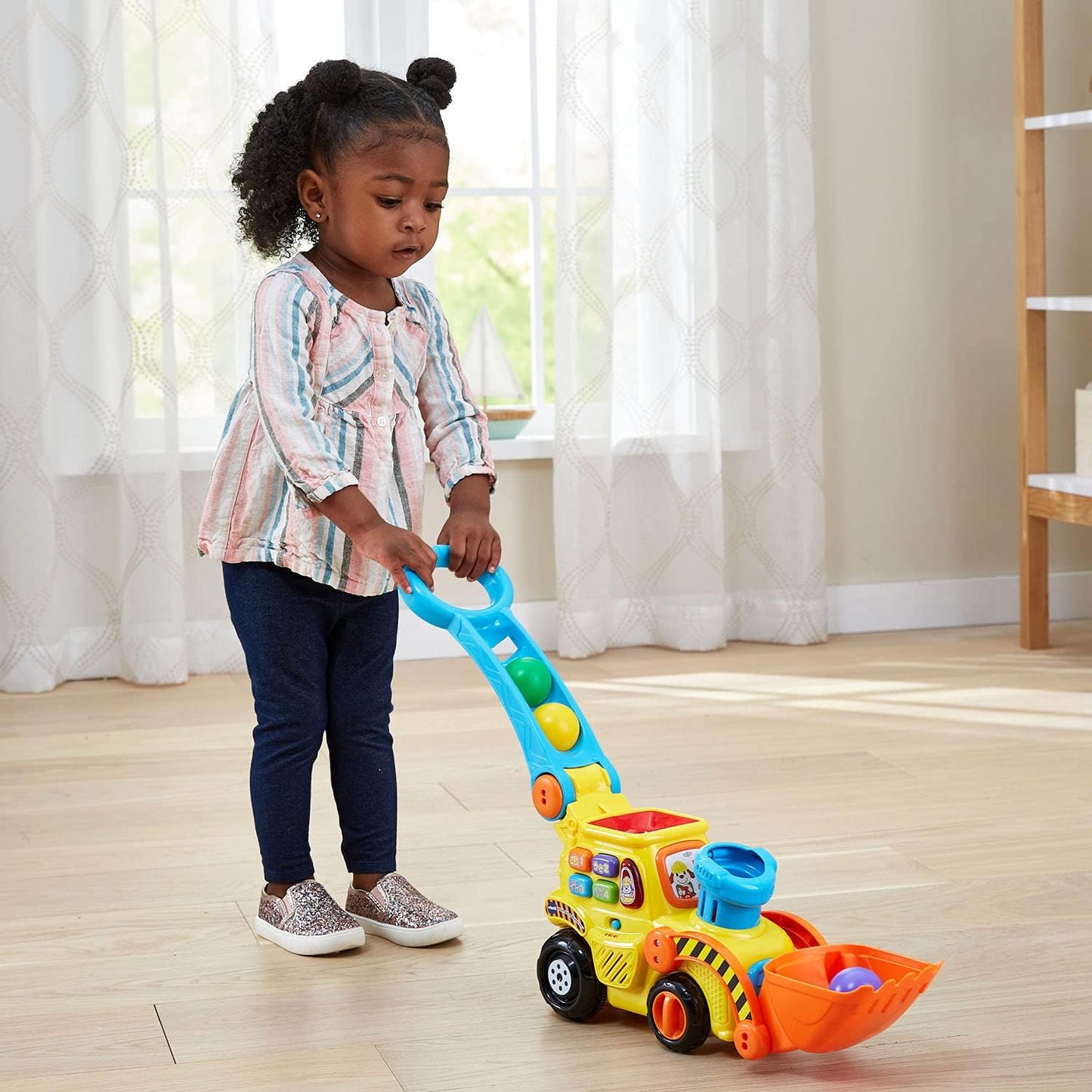 VTech Pop-a-Balls Push & Pop Bulldozer Yellow | Interactive Push Walker Toy with Balls, Lights & Sounds for Toddlers
