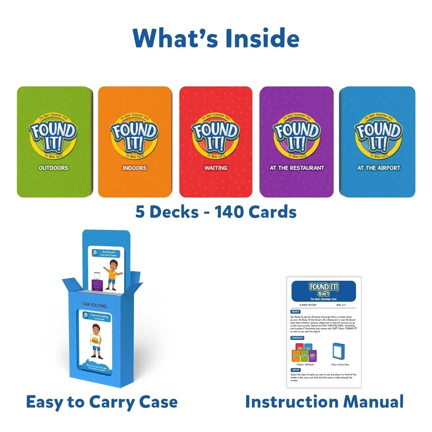 Skillmatics Card Game - Found It 5 in 1 Megapack, Scavenger Hunt for Kids, Girls, Boys, Fun Family Game, Gifts for Ages 4, 5, 6, 7 - Jaiman Toys